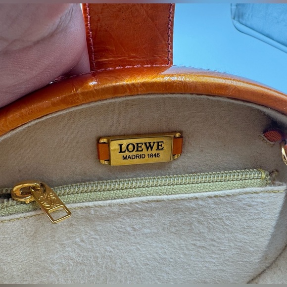LOEWE 2 Way Bag Patent leather Orange Vintage - Picture 10 of 17
